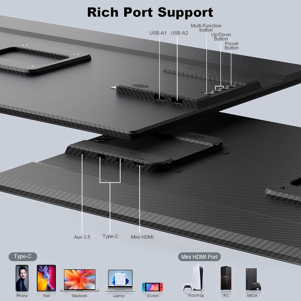 24" Large Portable Monitor  1080P FHD 100Hz Laptop Screen Extender  125% sRGB IPS Monitor Extender  USB C HDMI Office Gaming with Detachable Stand  Travel monitor for Window MAC Phone Xbox Switch
