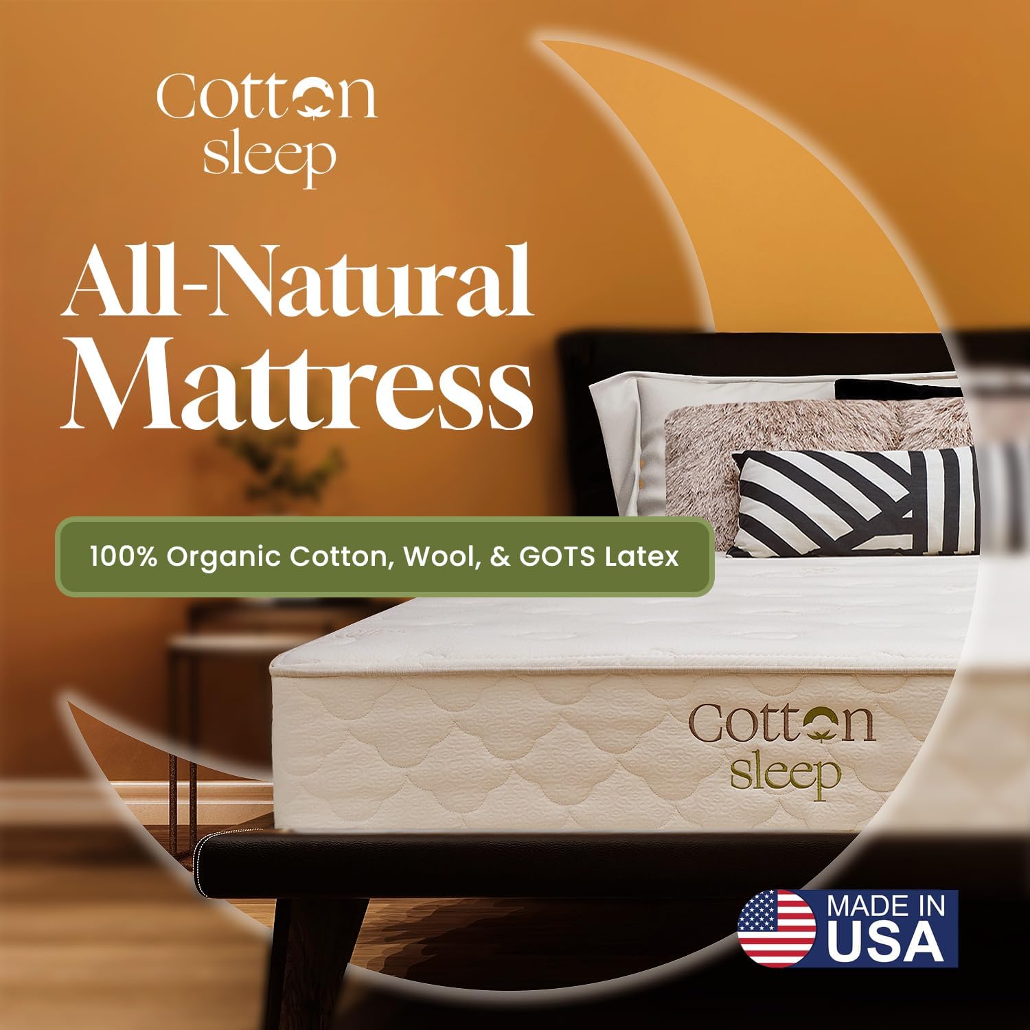 CottonSleep All Natural Mattress (100% Organic Cotton, Wool, & GOTS Latex, Made in The USA) Non Toxic, Fiberglass Free Hybrid Pocket Coil and Plush Foam Bed in A Box Medium Soft - King, 11"