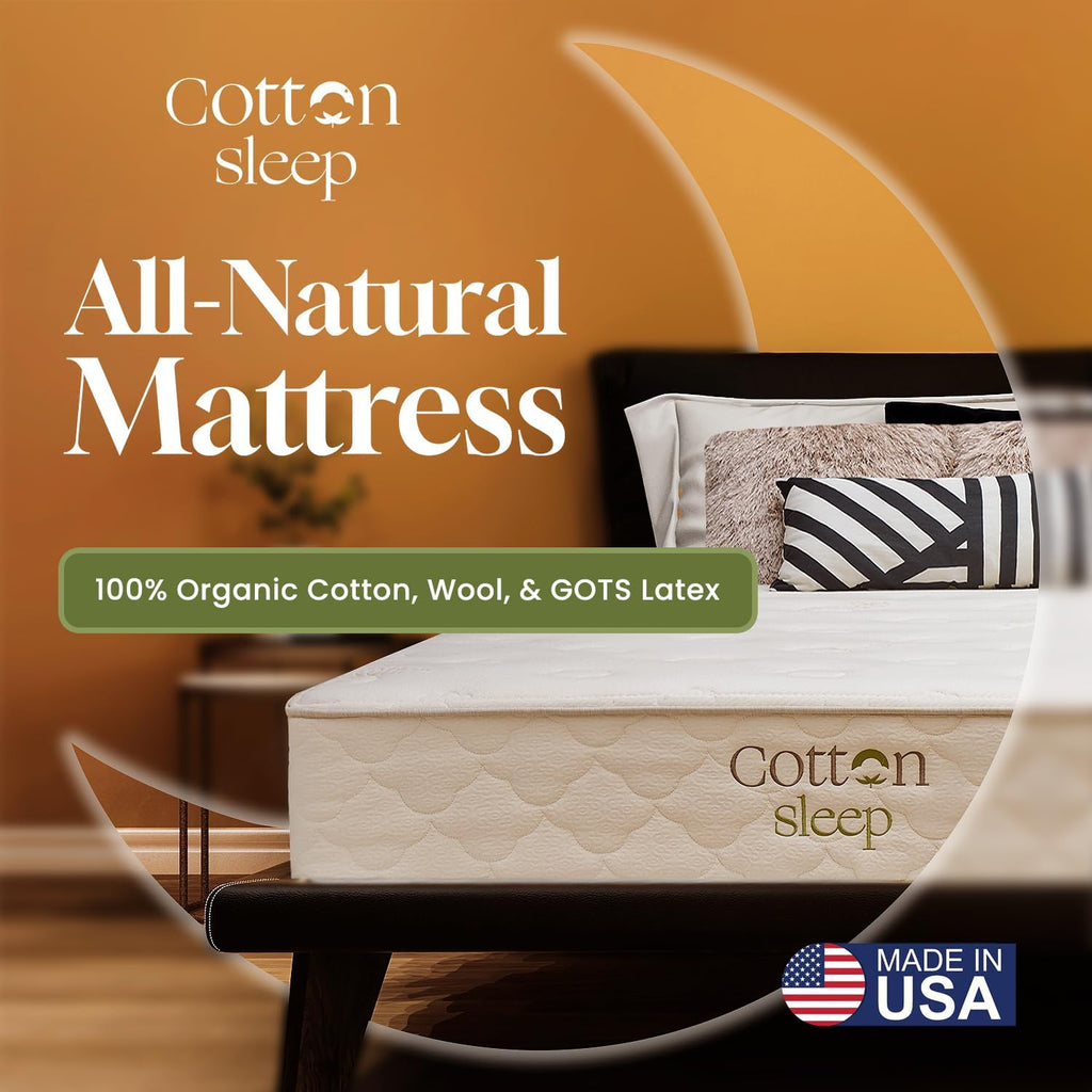CottonSleep All Natural Mattress (100% Organic Cotton, Wool, & GOTS Latex, Made in The USA) Non Toxic, Fiberglass Free Hybrid Pocket Coil and Plush Foam Bed in A Box Medium Soft - King, 11"