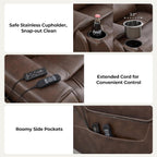 CHITA Electric Power Lift Recliner Chair for Elderly with Massage and Heat, Large Lay Flat Genuine Leather Recliner Chair with Cup Holders, USB Ports, Power Headrest, Independent Backrest, Dark Brown