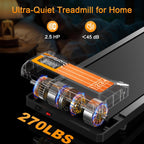 HOELLL Treadmills for Home Small with 0%-8% Incline and APP Sync, Compact Under Desk Walking Treadmill Pad with Handle Bar Removable, Remote Control and LED Display, 2.5HP