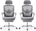 Sweetcrispy Office Computer Desk Chair with Footrest,Ergonomic High-Back Mesh Rolling Work Swivel Chairs with Wheels,Comfortable Lumbar Support,Comfy Arms for Home,Bedroom,Study,Student,Light Grey