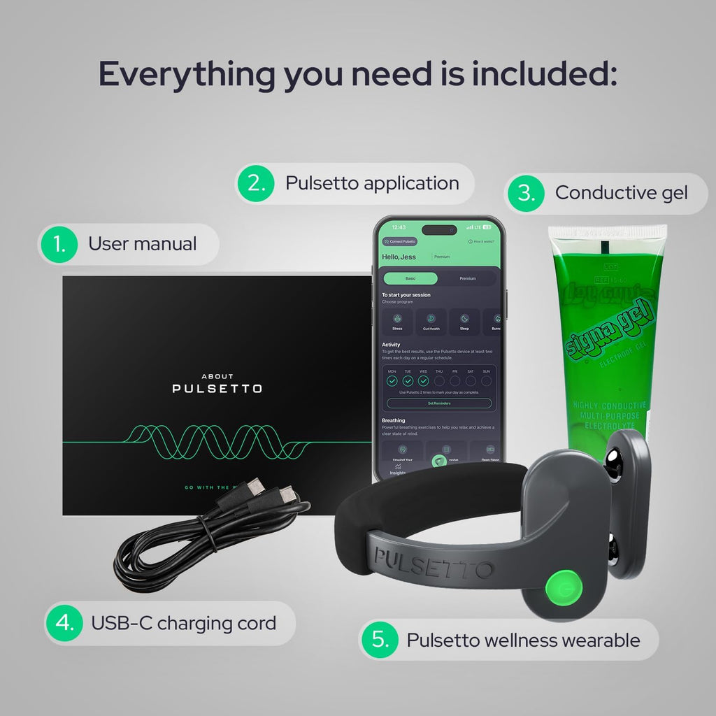 Pulsetto Wellness Wearable with Vagus Nerve Support – Patented Neuro Technology for Relaxation  Stress Balance  Focus  and Restful Sleep