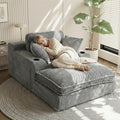 67" Oversized Chaise Lounge Chair Indoor, Soft Boneless Cloud Couch with 3 Pillows, 4 Side Pockets and 2 Cup Holders, Comfy Corduroy Sleeper Couch for Living Room Bedroom