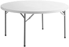 PRO&Family Commercial Round Folding Table, White Top, Powder-Coated Steel Frame, High-Impact Polyethylene Construction, Perfect for Wedding, Party, Shool, Church. (7, 60")