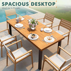 Flamaker Dining Table for 6 Acacia Wood Indoor Outdoor Home Kitchen Table with Iron Legs Large Rectangular Patio Table for Deck, Sunroom