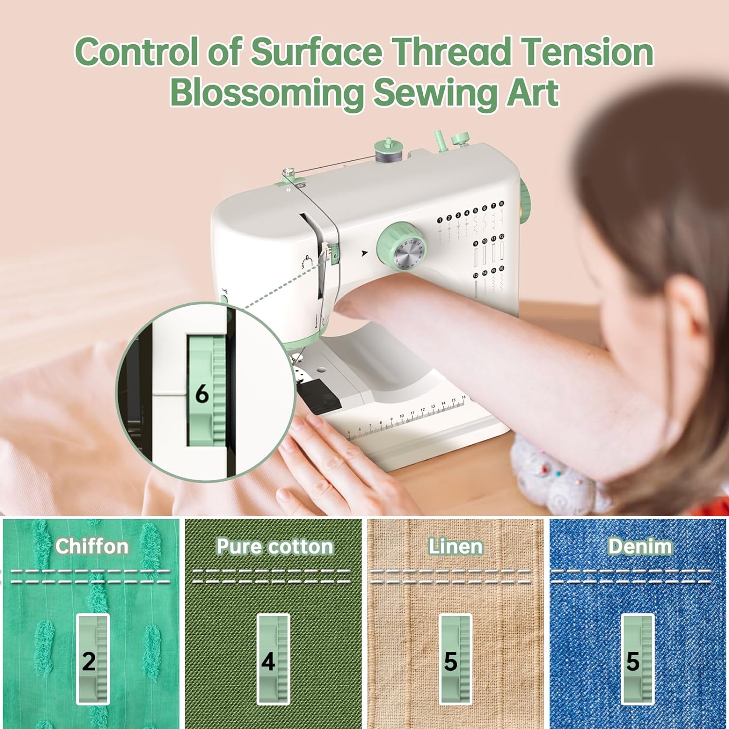 StitchMaster Pro:Ballet on twin needles.Sewing machine,sewing machine for beginners,Double needle and double thread,16 kinds of stitches.Sewing machine for Household,sewing machine for adults.white