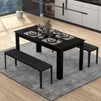COSTWAY Rectangular Dining Table for 4-6 People, 63' Farmhouse Dinette with Large Computer Workstation, Modern Kitchen Table for Apartment, Living Room, Restaurant (Black)
