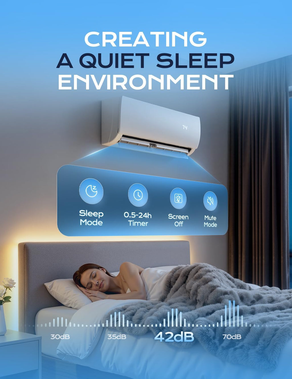 Tehanld Mini Split Ac/Heating System - 12000 BTU Mini Split Air Conditioner with Heat Pump, 19 SEER2 115V Energy Efficient AC Unit Up to 750 Sq.Ft, Complete Installation Kit
