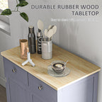 HOMCOM Sideboard Buffet Cabinet with Solid Wood Countertop, Modern Kitchen Storage Cabinet, Coffee Bar Cabinet with 2 Drawers, Doors and Adjustable Shelf, Gray