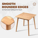 OGMILL 27.6" Small Square Dining Table for 2, Space-Saving Natural Kitchen Dinner Table Rustic Wood Mid Century Modern Table with Solid Wood Leg for Small Spaces