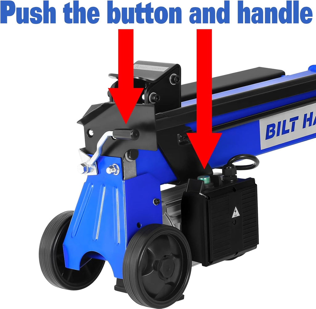 BILT HARD Log Splitter 6.5 Ton  Wood Splitter Electric Powered 15Amp  with Hydraulic Ram  Electric Firewood Splitting Machine  Horizontal