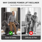 BOSMILLER Power Lift Recliner Chair with Massage and Heat for Elderly,Electric Recliner Single Sofa with Footrest,Side Pocket and USB Charge Port for Living Room