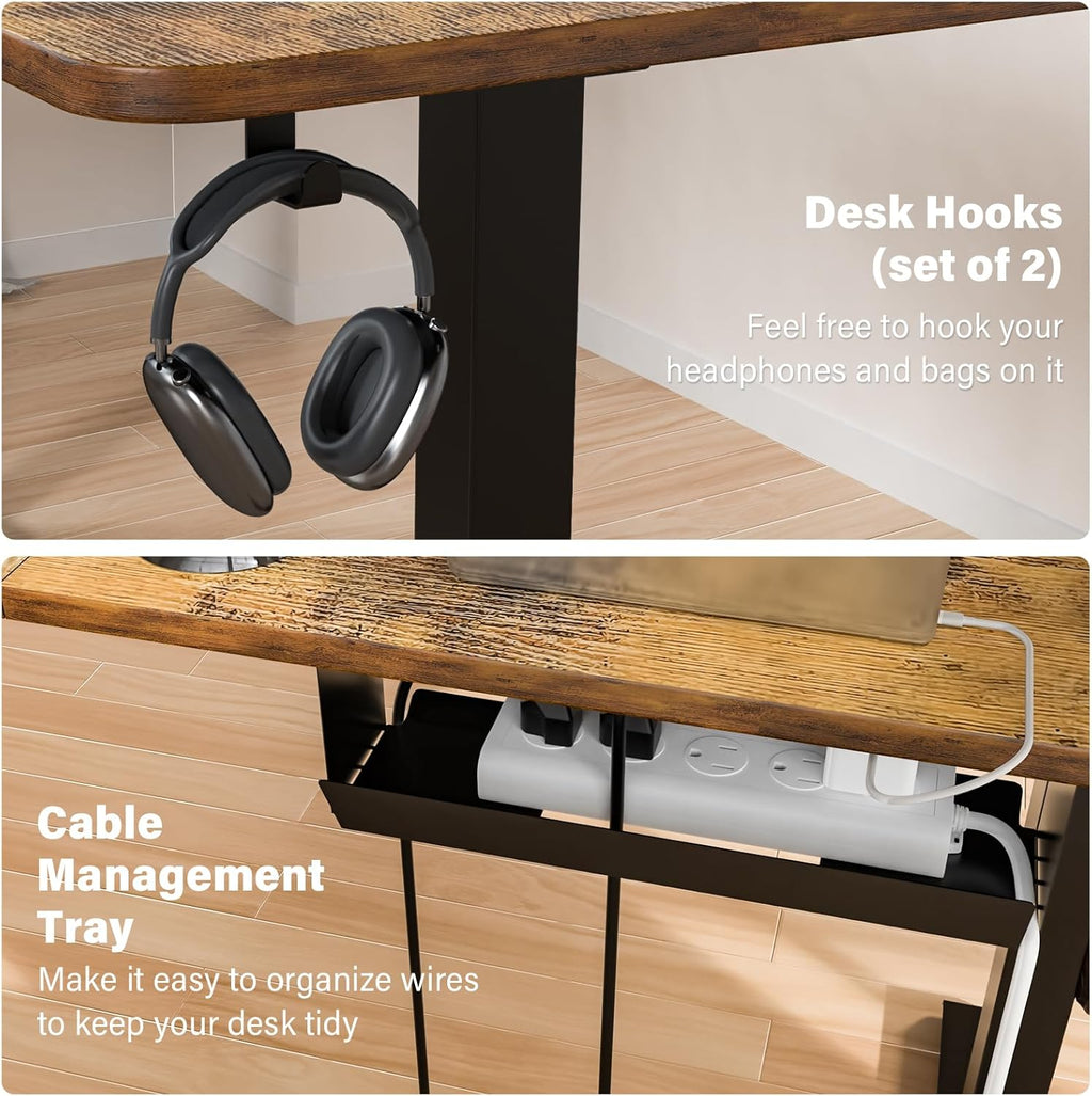 63 x 55 inch L Shaped Standing Desk, Corner Computer Desk, Electric Adjustable Height Stand Up Table, L Sit Stand Desk for Home Office Gaming, Rustic Brown