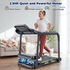 Treadmill for Senior at Home, Walking Jogging Running Pad Treadmill for Elderly, with Long Handrails, Heart Rate Monitor, Wide Running Belt, 2.5 HP, 300 LBS Capacity, PAD Stand & Cup Holder