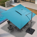 PURPLE LEAF 10' X 13' Outdoor Cantilever Umbrella Large Patio Hanging Double Top Rectangle Tilting Offset Umbrella with 360-degree Rotation for Outdoor Patio Pool Deck Turquoise Blue