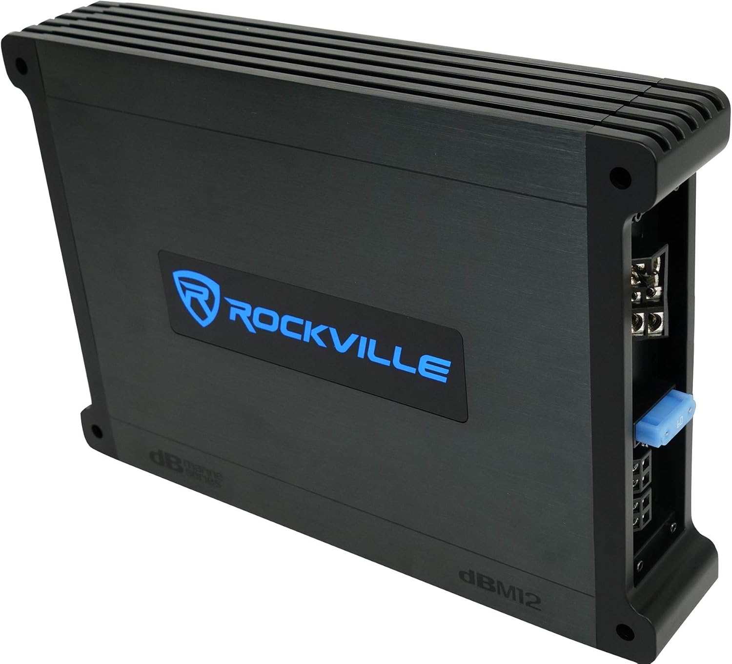Rockville DBM12 2000W Peak/500W RMS Mono 2-Ohm Marine Amplifier  Waterproof Covers  Bass Remote  Class-D Power  Designed for Boat Audio Systems