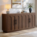 Evermagin 67" Arched Walnut Buffet Cabinet with Storage, Large Credenza with 4 Doors, Wood Mid Century Modern Sideboard for Kitchen and Living Room (67"*31.5"*15.7")