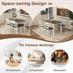 COSTWAY Dining Table Set for 4, Wood Kitchen Table Chairs Set with Rubber Wood Legs, Space-Saving Design, Modern 5-Piece Dinette Set for Small Place, Kitchen, Dining Room, Restaurant (Grey)