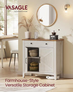 VASAGLE LIRY Collection - Buffet Cabinet, Coffee Bar Cabinet with a Drawer, Adjustable Shelf, Sideboard Storage with Cable Hole, Drawer Divider, Rustic White and Honey Brown UBBK341W01