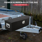 Heavy Duty Aluminum Truck Bed Tool Box 39"x13"x10" – Waterproof Diamond Plate Storage Chest, Lockable with Sliding Shelf & Stainless Handles, Durable Organizer for Pickup, Trailer, RV, Black