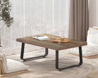 HSH Farmhouse Modern Simple Oak Center Table - Industrial Minimalist Rectangle Living Room Coffee Table, Wood and Metal, Rustic Oak, 39 in