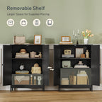 Iwell Bathroom Cabinet, Bathroom Storage Cabinet with 2 Doors & 3 Shelves, 3 Heights Available, for Living Room, Entryway, Kitchen, Home Office, Black