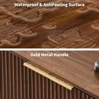 67" Fluted Buffet Cabinet Sideboard with Storage, Large Credenza with 6 Doors Accent Storage Cabinets Mid Century Modern Sideboard for Living Room Kitchen (Walnut)