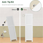 TEENFON Bathroom Storage Cabinet with Adjustable Shelf & Large Drawer, Tall Storage Cabinet with 4 Doors, Kitchen Pantry Storage Cabinets, for Living Room, Dining Room, Home Office, Entryway, White
