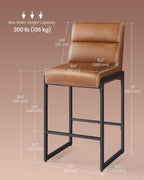 VASAGLE EKHO Collection - Bar Stools Set of 4, Counter Height Stools with Backs, 26.4-Inch Barstools Chairs, Synthetic Leather with Stitching, Mid-Century Modern, Dining Kitchen Island, Caramel Brown