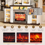72'' Fireplace TV Stand with Outlet & LED, Electric Fireplace with Mantel, Entertainment Center with Storage for TVs Up to 80 Inch, 23'' Fireplace Heater Insert with 3D Flame Effect for Living Room