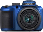 MINOLTA MN40Z 20 Mega Pixels 40x Optical Zoom Digital Camera with 1080p FHD Video  Blue  Bundle with 64GB Memory Card + Vlogging Tripod + 4xAA Battery with Charger + More Accessories