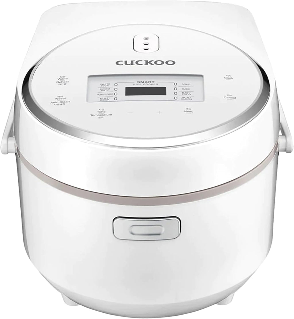 CUCKOO Micom Rice Cooker 8-Cup Uncooked / 16-Cup Cooked with Nonstick Inner Pot, Large Rice Maker with 9 Menu Options, Fuzzy Logic Technology, Auto Clean Mode, LCD Display, White (CR-0810F)