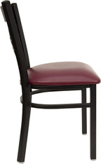 Flash Furniture 2 Pack HERCULES Series Black ''X'' Back Metal Restaurant Chair - Burgundy Vinyl Seat