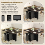 Space Saving Folding Dining Table with 2 Tier Storage-Extendable Drop Leaf Farmhouse Wood Kitchen Dining Room Tables Set for 4, Folding Kitchen Table with 6 Wheels, (Chestnut and Brown)