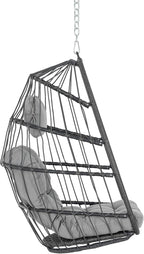 Yechen Swing Egg Chair Without Stand Indoor Outdoor, Foldable Wicker Rattan Hanging Egg Chairs Hammock Egg Basket Chair with Aluminum Frame & UV Resistant Cushions for Bedroom Patio Porch