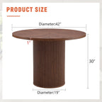 42'' Round Dining Table with Storage, Modern Round Dinner Table with Wood Tabletop and Cylindrical Base, Space Saving Circle Kitchen Table for Kitchen Dining Room