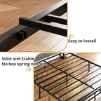LIKIMIO California King Size Bed Frame, Storage Headboard with Charging Station, Platform Bed with Drawers, No Box Spring Needed, Easy Assembly, Wood and Cream