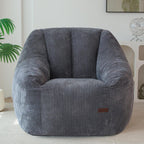 MAXYOYO Bean Bag Chair, Bean Bag Sofa with Filler, Cozy Living Room Chair for Adults and Kids, Stuffed Floor Sofa for Bedroom Dorm Reading, Dark Grey