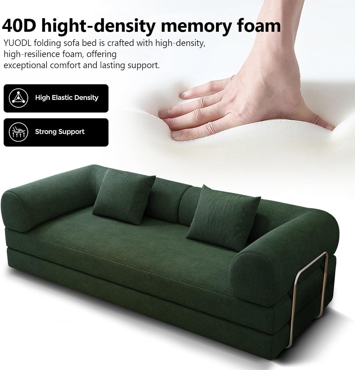 78.8" Modular Sofa Bed - 4-in-1 Convertible Design with Corduroy Fabric and High Density Sponge, Removable Cover and Fixed Frame