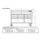 Heavy-Duty 52 in. 9-Drawer Mobile Workbench with Adjustable-Height Solid Wood Top in Matte Blue