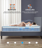 Full Size Mattress, 14 Inch Medium Firm Hybrid Full Mattress, Full Size Mattress in A Box, Memory Foam Individually Pocket Coils with Excellent Edge Support, Zone Support for Back Pain Relief