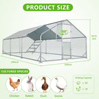 Large Chicken Coop Metal Chicken Run for Yard with Feeding Door Walk-in Chicken Pen for 20-30 Chickens Outdoor Poultry Cage with Anti-UV Cover Duck Rabbit House