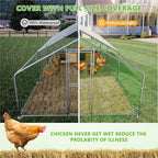Large Chicken Coop Metal Chicken Run for Yard with Feeding Door Walk-in Chicken Pen for 20-30 Chickens Outdoor Poultry Cage with Anti-UV Cover Duck Rabbit House