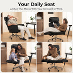Big and Tall Office Chair - Criss Cross Leather High Back Executive Office Chair with Armrests & Wheels, Ergonomic Computer Gaming Desk Chair for Home, Makeup Vanity & Bedroom, Black, 49.6”H×22”W