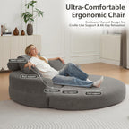 71" Boneless Couch Sofa Bed Oversized Round Couch 2-in-1 Foldable Floor Loveseat Sofa for Living Room and Apartment No Assembly(Gray, 71")
