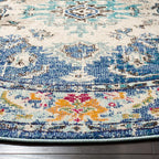 SAFAVIEH Monaco Collection Area Rug - 10' Round, Navy & Light Blue, Non-Shedding & Easy to Clean, Distressed Medallion Design, Ideal for Living Room, Bedroom, Dining Space (MNC243N)