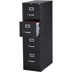 STAPLES 4-Drawer File Cabinet, Lockable, Black, 25"D x 15"W