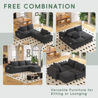 104" Cloud Sectional Couch, Boneless Couches for Living Room, L Shaped Couch with Ottoman, Modular Sectional Sofa with Deep Seat, Modern Boneless Sofa for Living Room, No Assembly (Grey, L-Shaped)