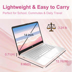 HP 14″Rose Gold Lightweight Laptop  with Office 365 & Copilot AI  Intel Processor  8GB RAM Memory  128GB SSD + 1TB Cloud Storage